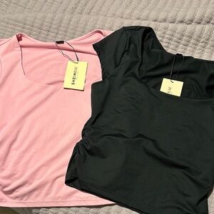 SHEIN Short Sleeve polyester Tops